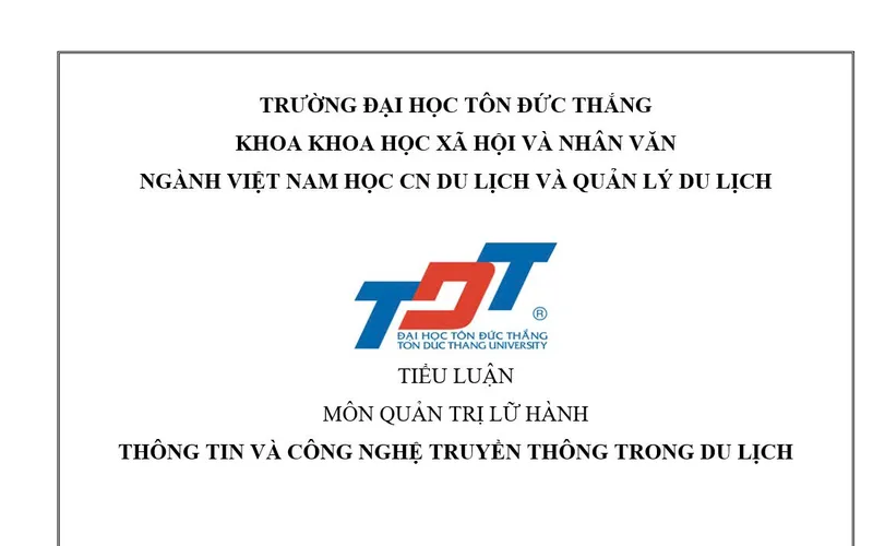 THÔNG TIN VÀ CÔNG NGHỆ TRUYỀN THÔNG TRONG HOẠT ĐỘNG DU LỊCH
