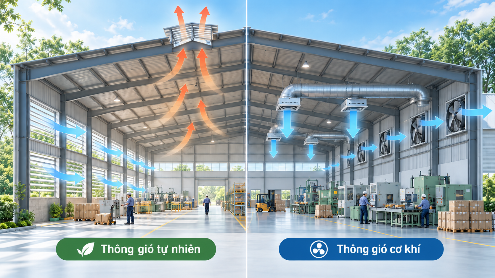 Phân biệt thông gió tự nhiên và thông gió cơ khí phân biệt thông gió