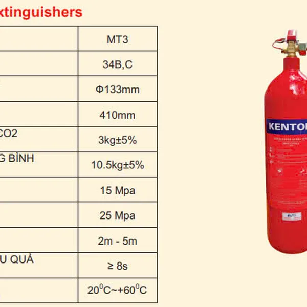Bình Chữa Cháy Co2 3kg MT3 Kentom Có Kiểm Định