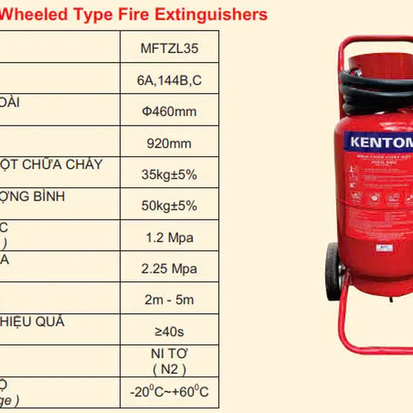 Bình Chữa Cháy Bột ABC 35kg Kentom Có Kiểm Định