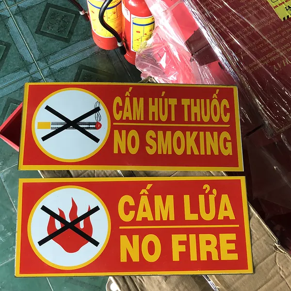 Bộ Bảng Cấm Lửa Cấm Thuốc Bằng Tôn