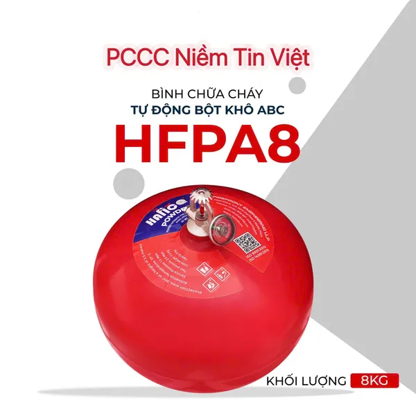 Bình Cầu Chữa Cháy Tự Động Hafico Bột Khô ABC 8Kg HFPA8