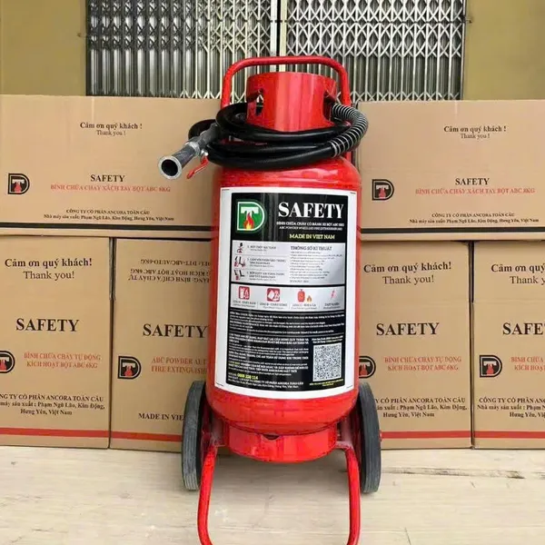Bình Chữa Cháy Xe Đẩy Bột ABC 35Kg SAFETY Có Tem Kiểm Định