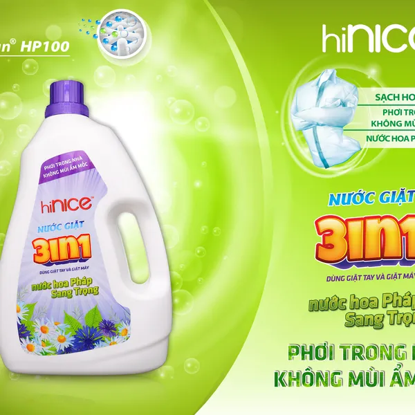 NƯỚC GIẶT 3 IN 1 hiNICE HƯƠNG THƠM QUÝ PHÁI 3,8 KG