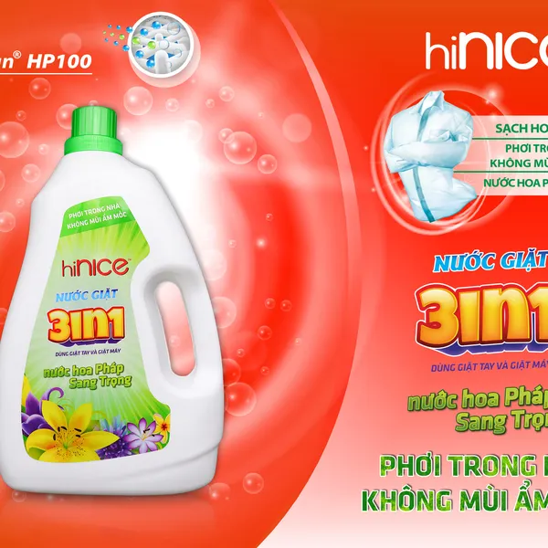 NƯỚC GIẶT 3 IN 1 hiNICE HƯƠNG THƠM TƯƠI MÁT 3.8 KG