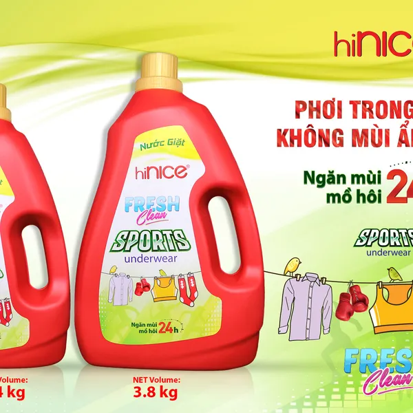 NƯỚC GIẶT hiNICE FRESH CLEAN SPORT 2,4KG & 3.8KG