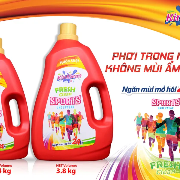 NƯỚC GIẶT KINKLEAN FRESH CLEAN SPORT 2,4KG & 3,8KG