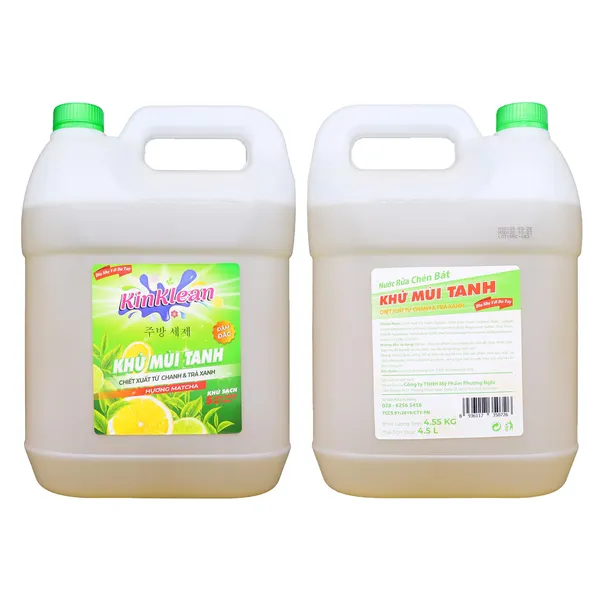 NƯỚC RỬA CHÉN KINKLEAN HƯƠNG CHANH & TRÀ XANH 4,5L