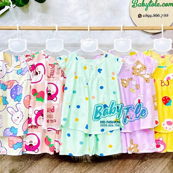 COMBO 10 bộ đồ bộ tole (ton) lanh trẻ em - bé gái đùi ( 20-23 kg ) size 9 