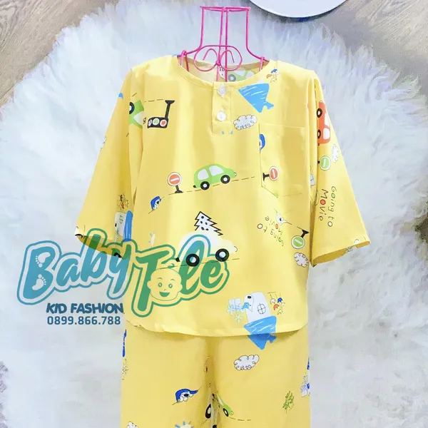 COMBO 10 bộ ( 23-25 kg ) size 10 -  Đồ bộ tole (ton) lanh trẻ em - bé trai dài 