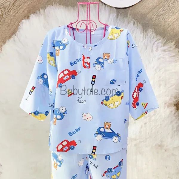 COMBO 10 bộ ( 35-40 kg ) size 13 - Đồ bộ tole (ton) lanh trẻ em - bé trai dài