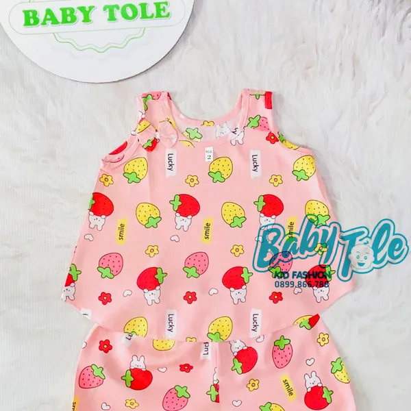 COMBO 10 bộ (3 - 5 kg) size 1 - đồ bộ tole bé gái xòe sát nách