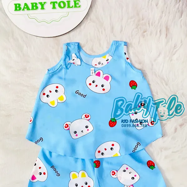 COMBO 10 bộ (3 - 5 kg) size 1 - đồ bộ tole bé gái xòe sát nách