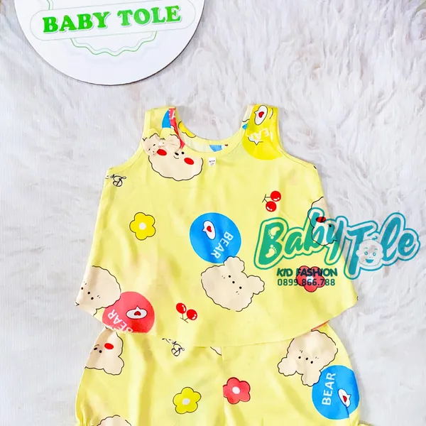 COMBO 10 bộ (3 - 5 kg) size 1 - đồ bộ tole bé gái xòe sát nách