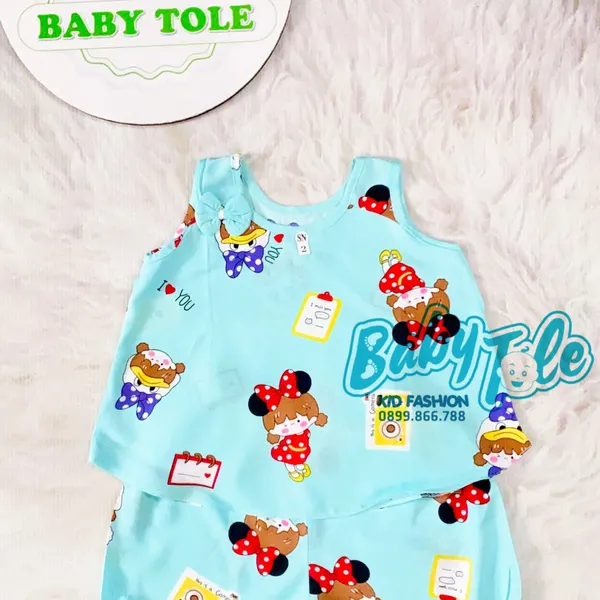 COMBO 10 bộ (3 - 5 kg) size 1 - đồ bộ tole bé gái xòe sát nách