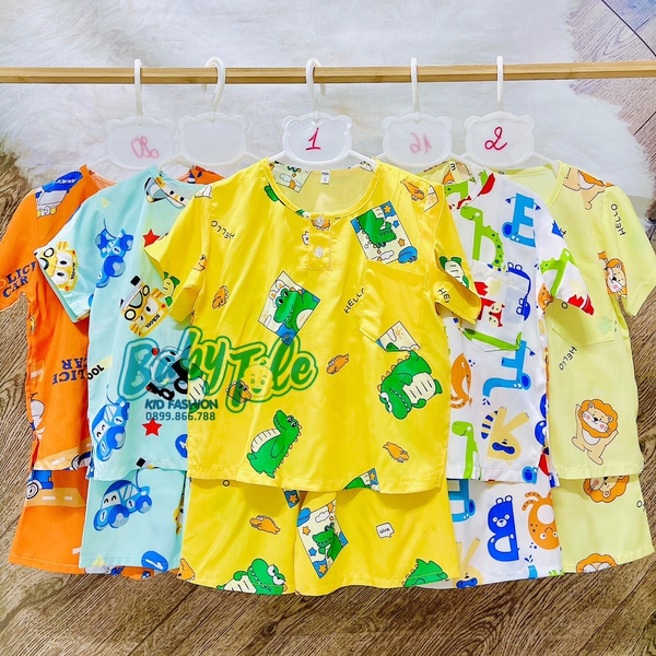 COMBO 10 bộ ( 55-60 kg ) size 17 - đồ bộ tole (ton) lanh trẻ em - bé trai Tay Ngắn Quần Đùi