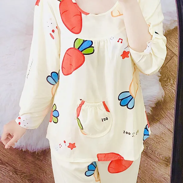 Đồ bộ tole lanh người lớn mặc nhà - tay dài quần dài
