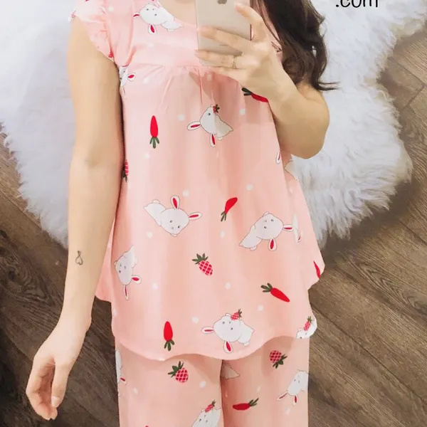 Đồ bộ tole (ton) lanh người lớn mặc nhà - Kiểu Lửng