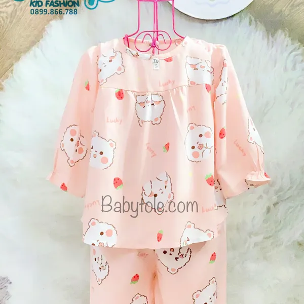 COMBO 10 bộ bé gái dài ( 40-45 kg ) size 14 - Đồ bộ tole (ton) lanh trẻ em