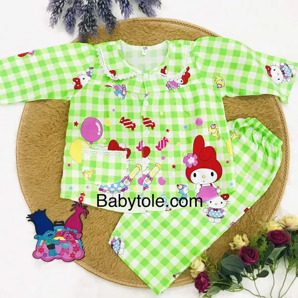 Đồ bộ Tole (ton) lanh trẻ em - Bé gái dài Pijama