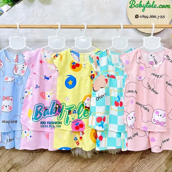 COMBO 10 bộ đồ bộ tole (ton) lanh trẻ em - bé gái đùi ( 20-23 kg ) size 9 