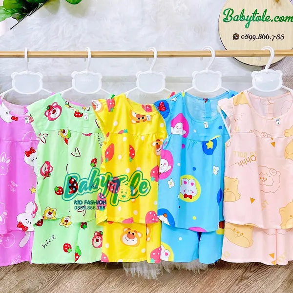 COMBO 10 bộ  bé gái đùi ( 7 - 9 kg ) size 3 - đồ bộ tole (ton) lanh trẻ em