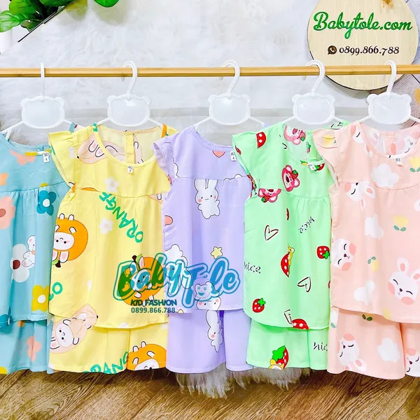 COMBO 10 bộ đồ bộ tole (ton) lanh trẻ em - bé gái đùi ( 20-23 kg ) size 9 