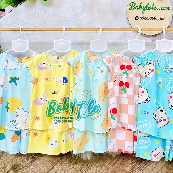 COMBO 10 bộ đồ bộ tole (ton) lanh trẻ em - bé gái đùi ( 20-23 kg ) size 9 