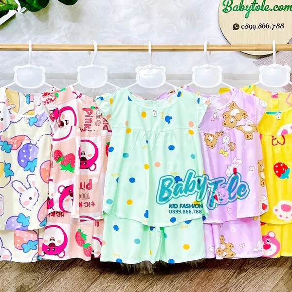 COMBO 10 bộ bé gái đùi ( 19-20 kg ) size 8 - đồ bộ tole (ton) lanh trẻ em