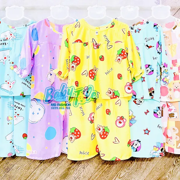 COMBO 10 bộ bé gái tay dài quần dài ( 9-12 kg ) size 4 - Đồ bộ Tole (ton) lanh trẻ em