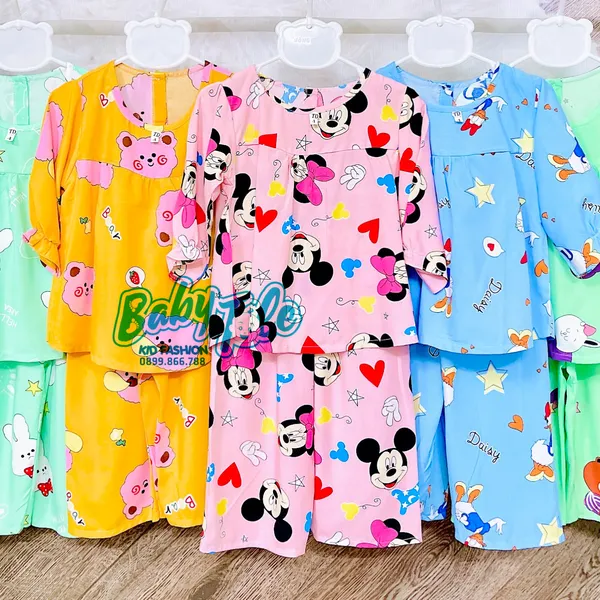 COMBO 10 bộ bé gái tay dài quần dài ( 9-12 kg ) size 4 - Đồ bộ Tole (ton) lanh trẻ em