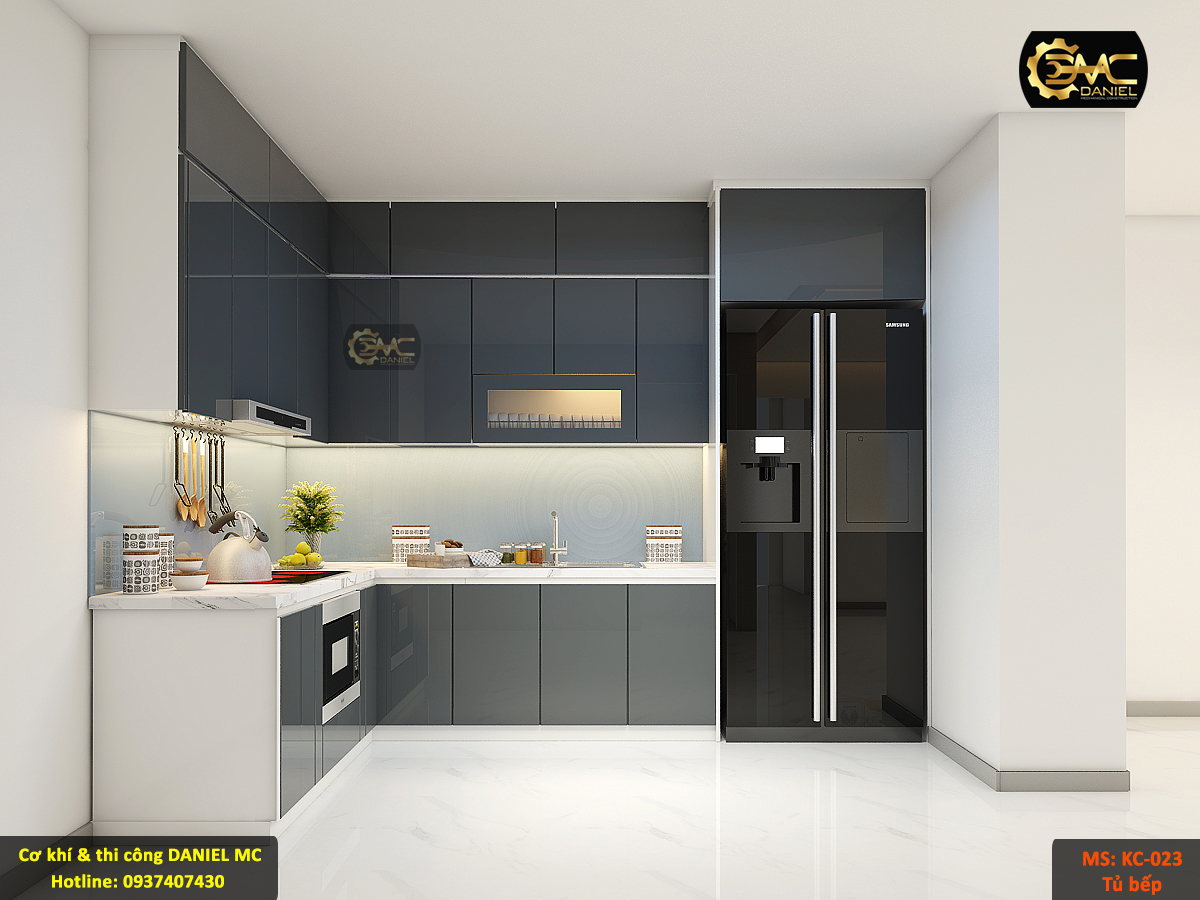 Thi công tủ bếp nhựa KC23