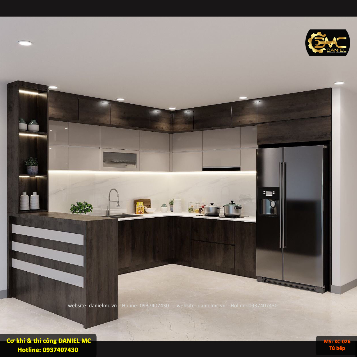 Thi công tủ bếp nhựa KC26 Thi công tủ bếp nhựa KC26