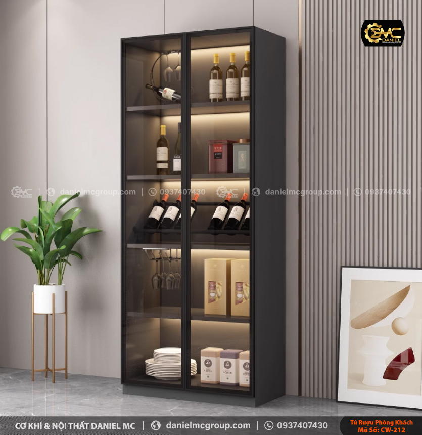 Tủ rượu cánh kính CW-212 Tủ rượu cánh kính CW-212