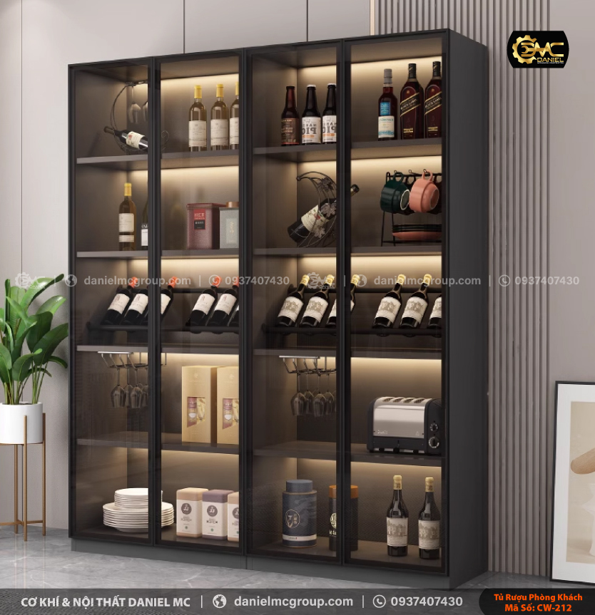 Tủ rượu cánh kính CW-212 Tủ rượu cánh kính CW-212