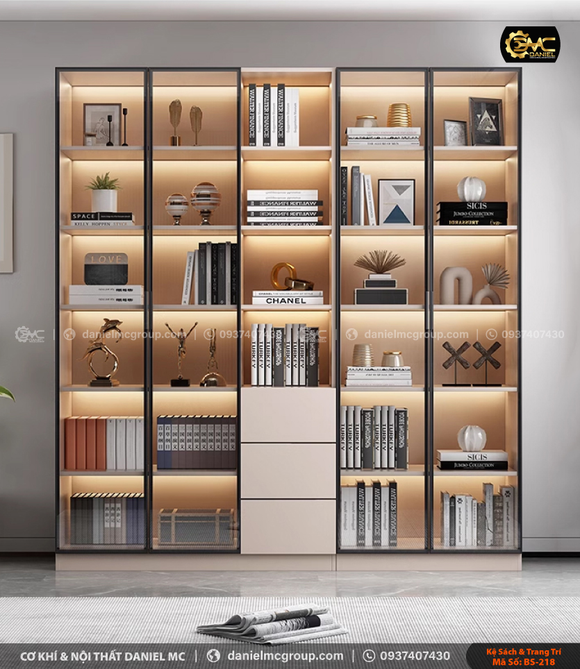 Tủ sách cánh kính BS-218 Tủ sách cánh kính BS-218