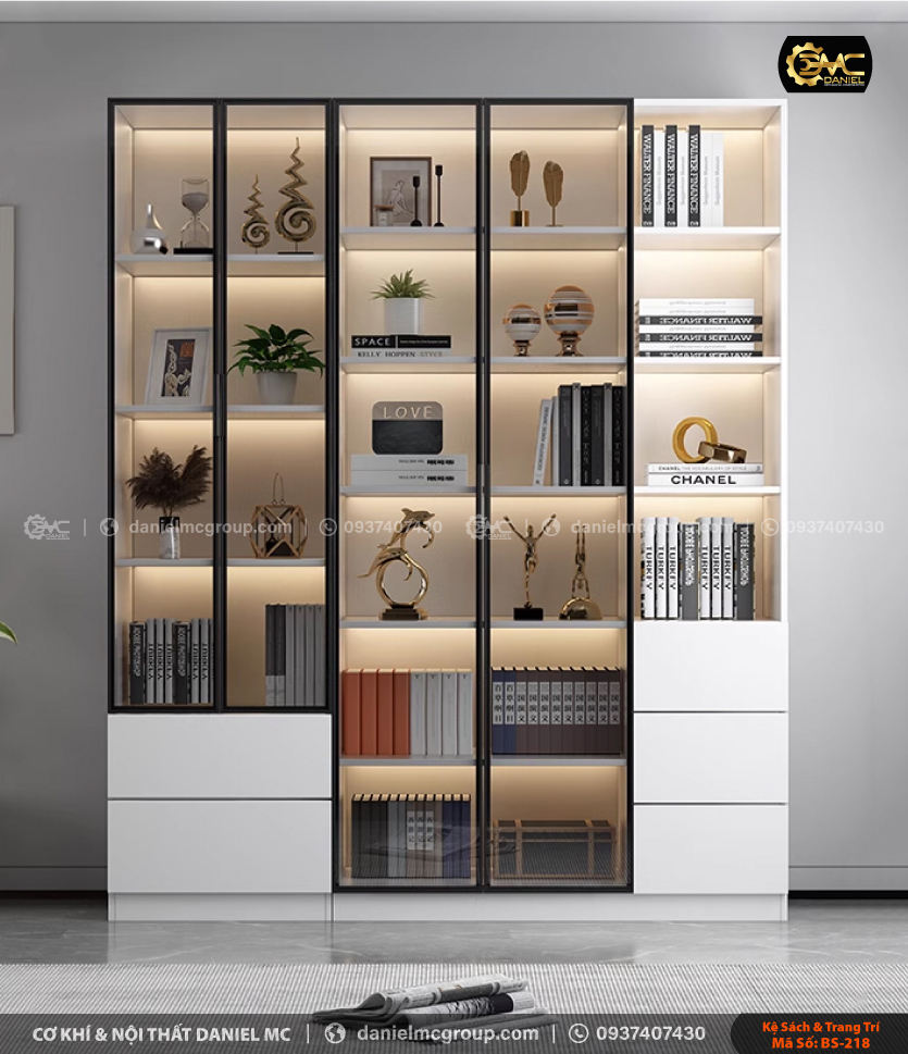 Tủ sách cánh kính BS-218 Tủ sách cánh kính BS-218