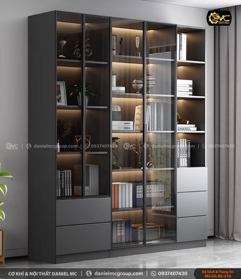 Tủ sách cánh kính BS-218 Tủ sách cánh kính BS-218