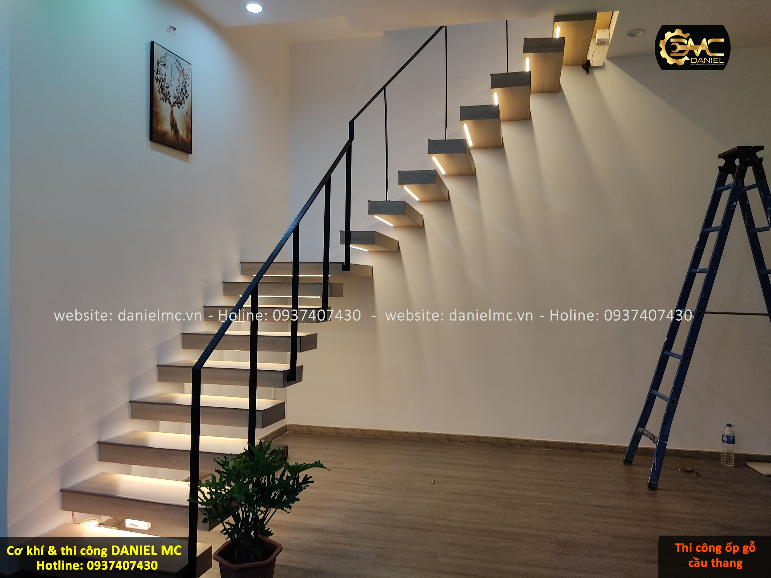 Thi công ốp gỗ cầu thang nhà anh Thành - Quận 9 Thi công ốp gỗ cầu thang nhà anh Thành - Quận 9