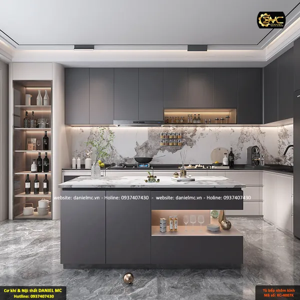 Tủ bếp nhôm kính KC-4007K