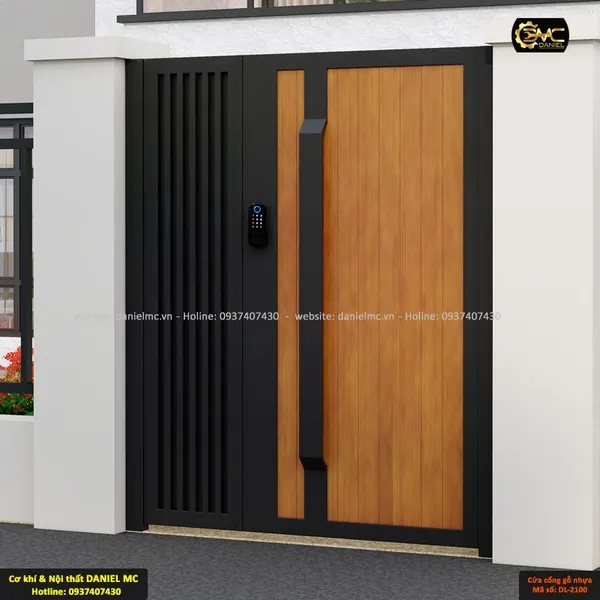Cửa cổng gỗ nhựa mã số DL-2101