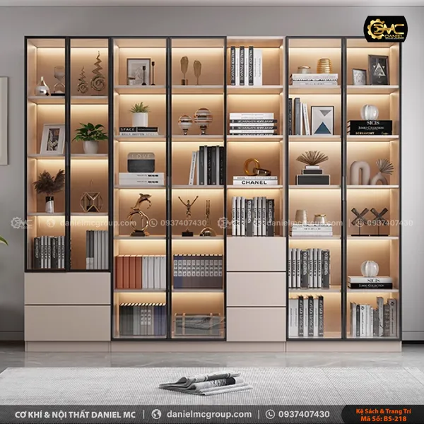 Tủ sách cánh kính BS-218