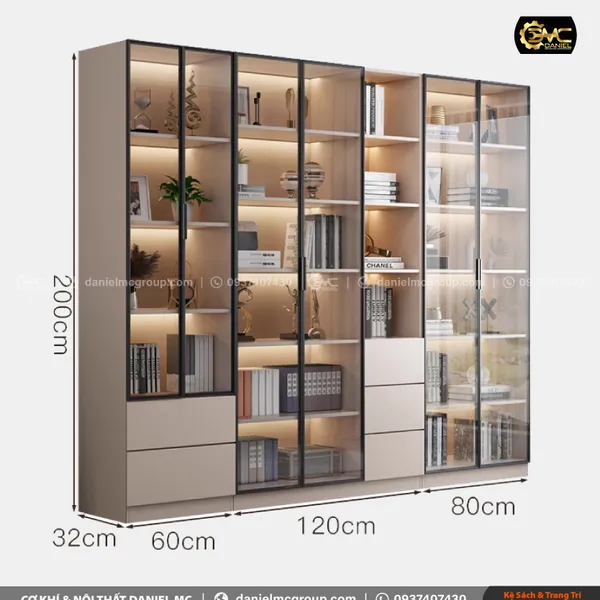 Tủ sách cánh kính BS-218