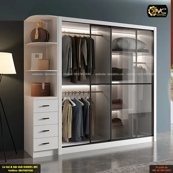 Tủ quần áo cánh kính WD-102K