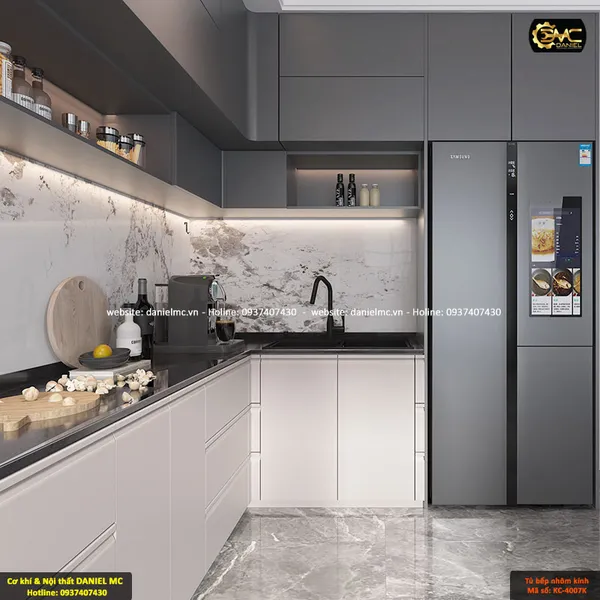 Tủ bếp nhôm kính KC-4007K