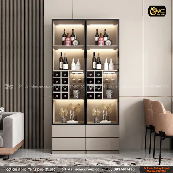 Tủ rượu cánh kính CW-202