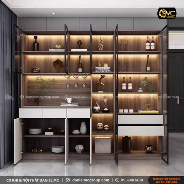 Tủ rượu cánh kính CW-204
