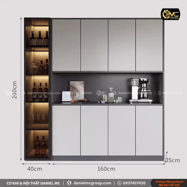 Tủ rượu cánh kính CW-207