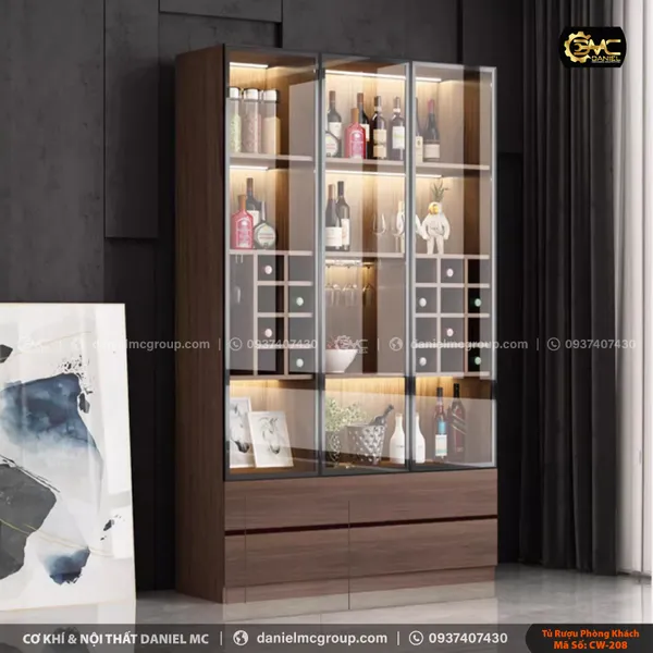 Tủ rượu cánh kính CW-208