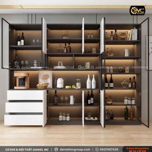 Tủ rượu cánh kính CW-209